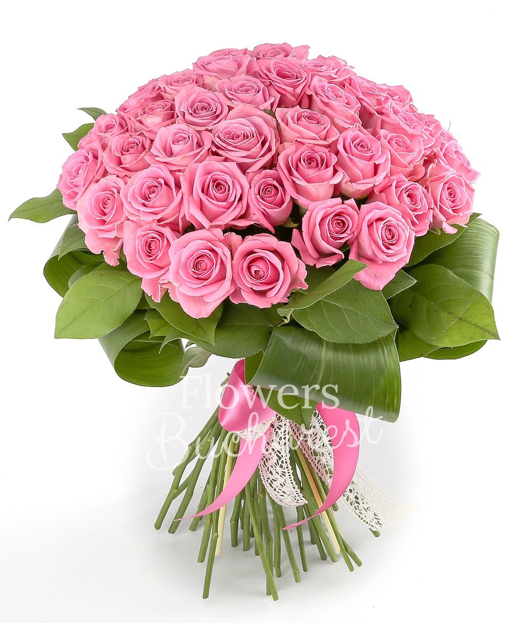 41 pink roses, greenery