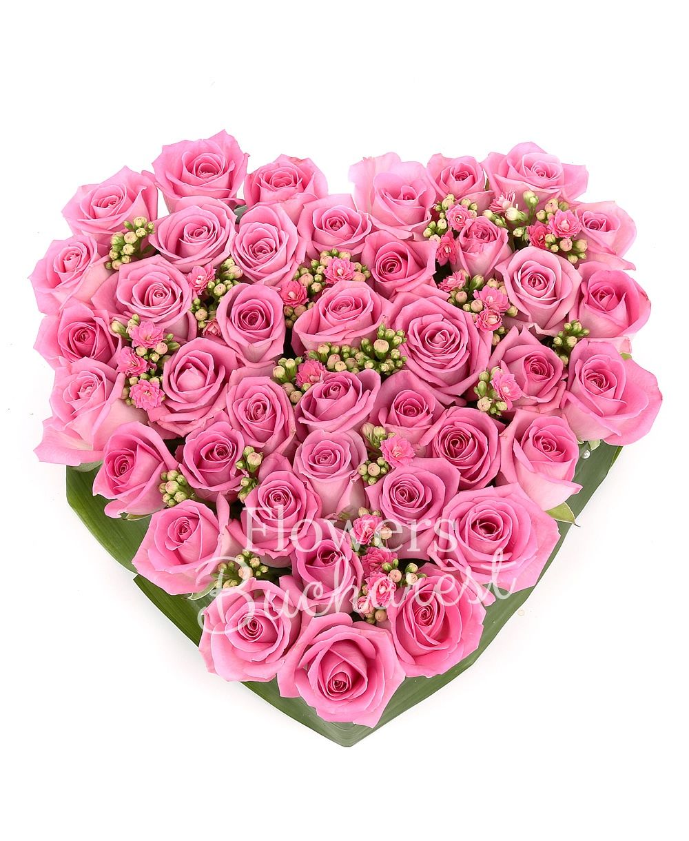 39 pink roses, greenery