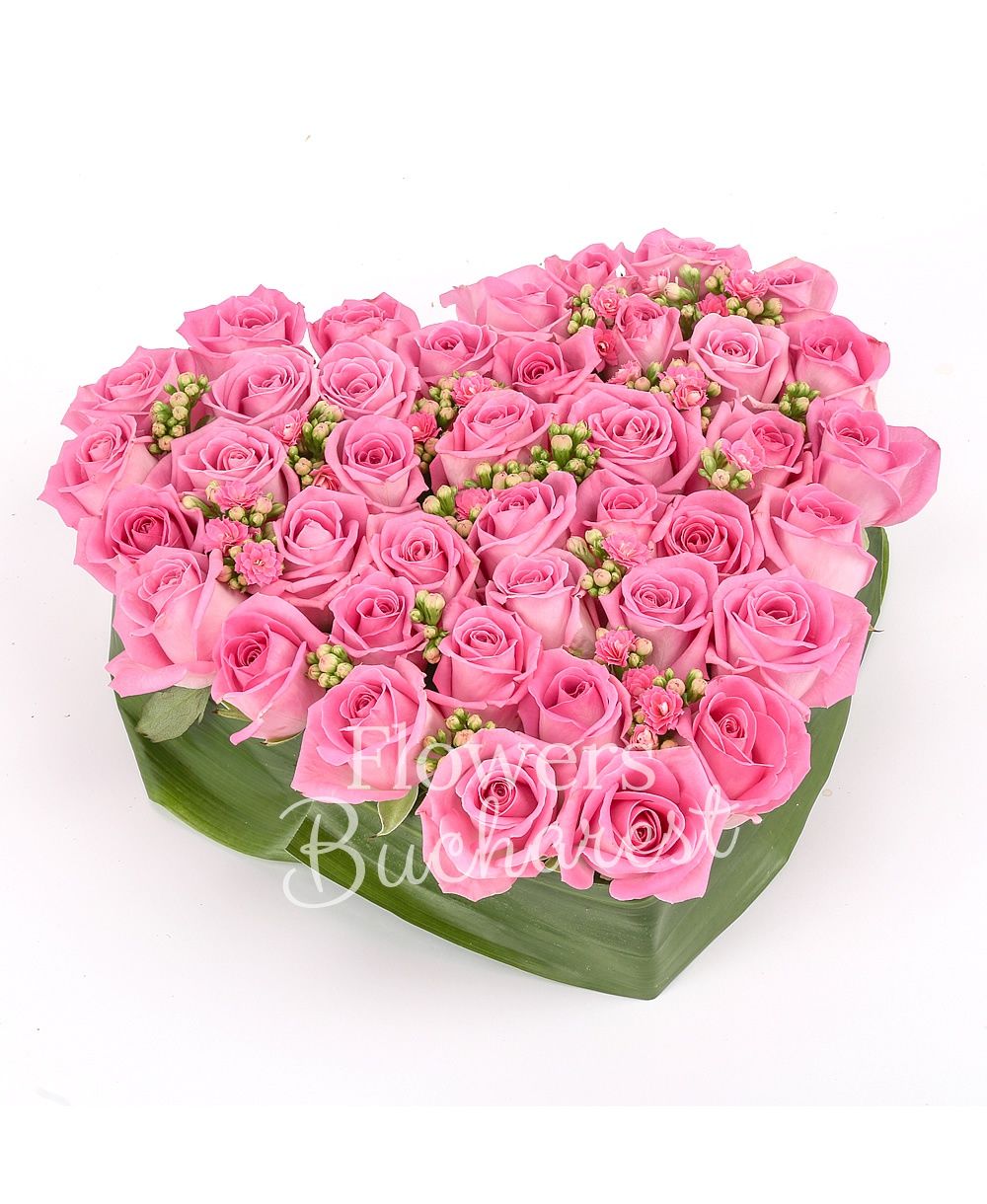 39 pink roses, greenery