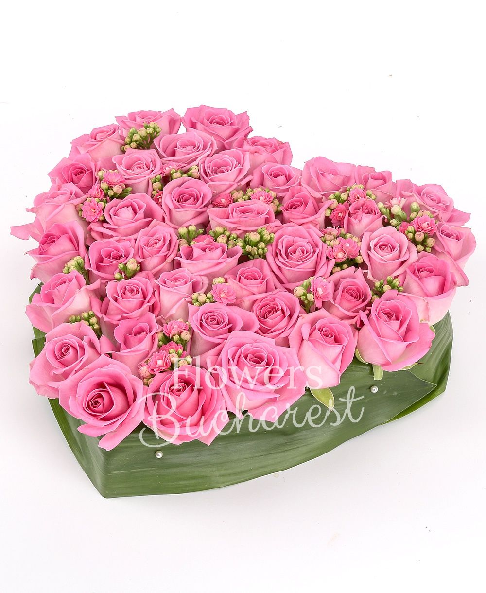 39 pink roses, greenery